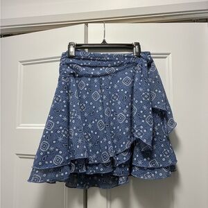Aerie Blue Paisley Mini Skirt